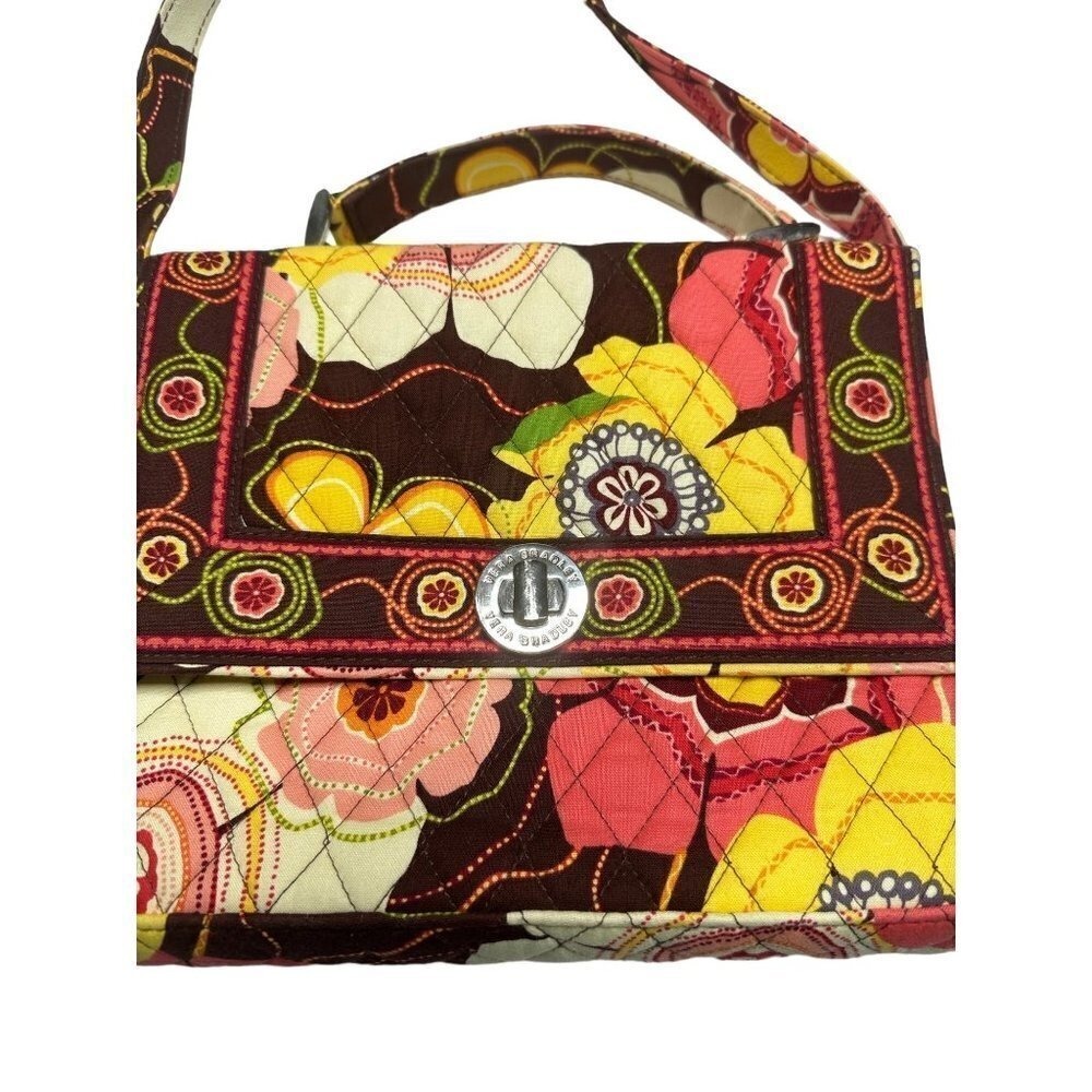 Vera Bradley Sun Valley Quilted Cotton Turn Lock Crossbody Bag Floral Print - Picture 2 of 10